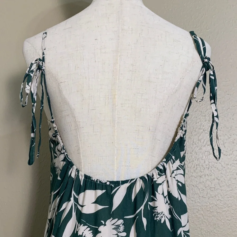Abercrombie & Fitch Women's Trapeze Maxi Sundress Green Cream Sleeveless Boho XS